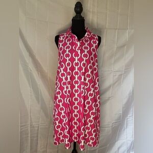 Pink and White Chain Pattern Dress